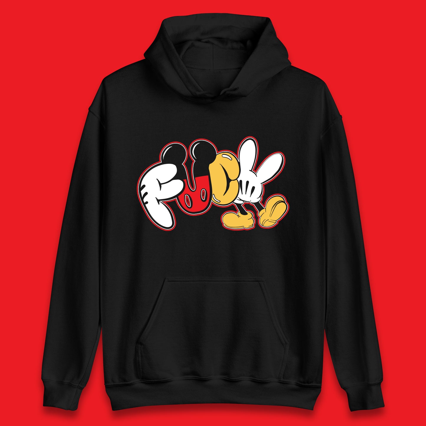 Disney Mickey Mouse Fuck Sarcastic Rude Offensive Humor Funny Cartoon Joke Unisex Hoodie