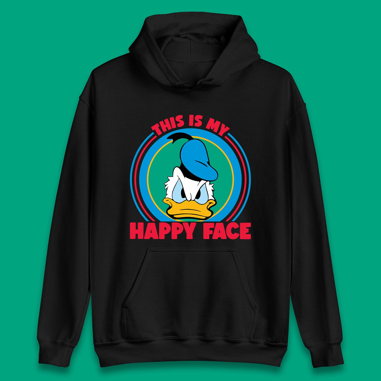 This Is My Happy Face Donald Duck Funny Animated Cartoon Character Angry Duck Disneyland Trip Disney Vacations Unisex Hoodie