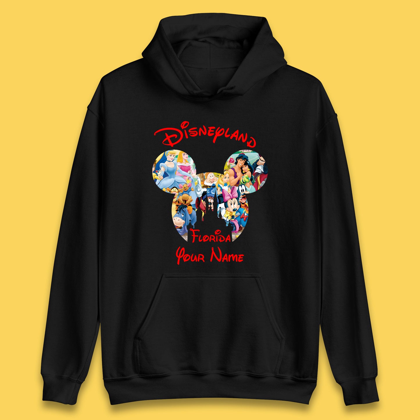 Personalised Disney Land Florida Mickey Minnie Mouse All Disney Characters Cartoons Magical Kingdom Disney Castle Disneyland Vacation Trip Unisex Hoodie