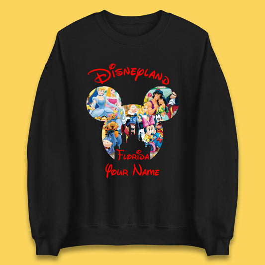 Personalised Disney Land Florida Mickey Minnie Mouse All Disney Characters Cartoons Magical Kingdom Disney Castle Disneyland Vacation Trip Unisex Sweatshirt