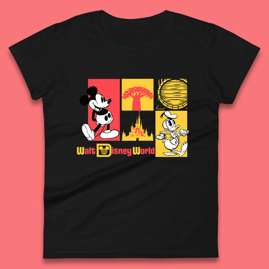 Vintage Style Mickey Mouse And Donald Duck Walt Disney World Disney Castle Magic Kingdom Womens Tee Top