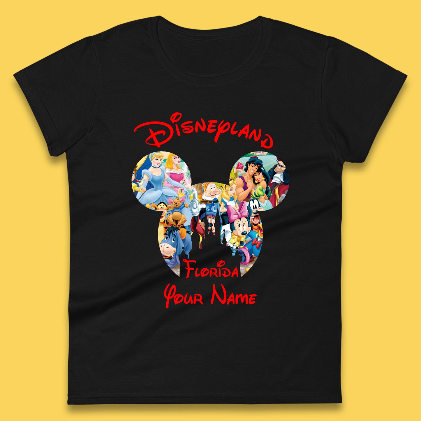 Personalised Disney Land Florida Mickey Minnie Mouse All Disney Characters Cartoons Magical Kingdom Disney Castle Disneyland Vacation Trip Womens Tee Top