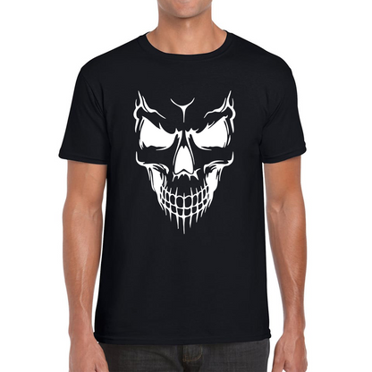 Skull Face Scary Horror Biker Racers Novelty Spooky Mens Tee Top