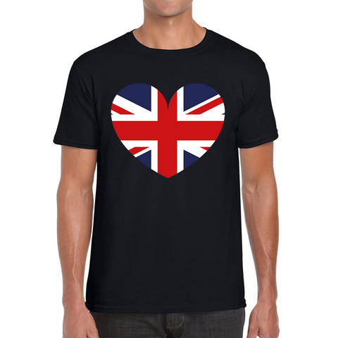 Uk Flag Heart Shape Battle Of Boyne's Queen Platinum Jubilee British Royal Mens Tee Top