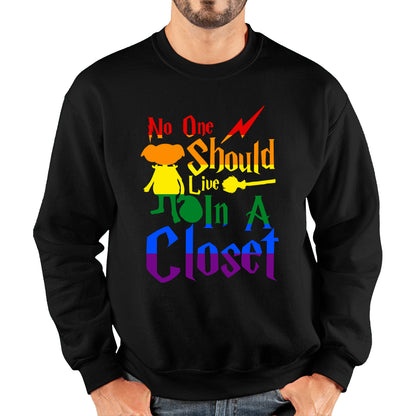 No One Should Live In A Closet Harry Potter LGBT Gay Pride Vintage Unisex Sweatshirt