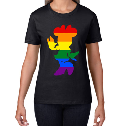 Disney Minnie Mouse Pride Disneyland LGBT Pride Month LGBTQ+ Rainbow Colours Disney World Womens Tee Top