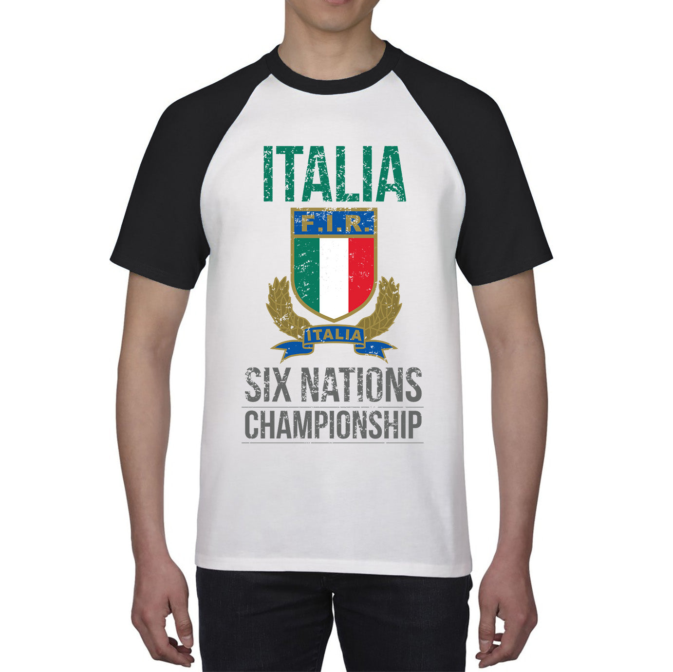 Italia Flag Logo Rugby Cup European Support World Six Nations Championship Baseball T Shirt