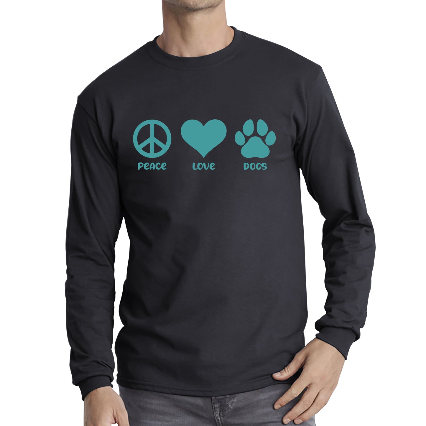 Peace Love Dogs Dog Paws Funny Dog Lovers Animal Pet Peace Logo Long Sleeve T Shirt