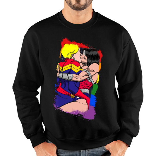 Wonder Women x Captain Marvel Kissing LGBT Pride Sweatshirt