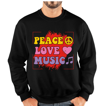 Peace Love Music Funny Music Lover Inspirational Motivational Music Festival Musician Unisex Sweatshirt