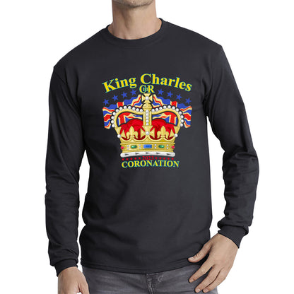 King Charles III 2023 Coronation  Royal Crown UK Ruling Monarch CR III Great Britain Pride Long Sleeve T Shirt