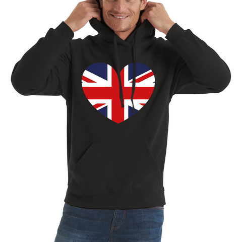 Uk Flag Heart Shape Battle Of Boyne's Queen Platinum Jubilee British Royal Unisex Hoodie