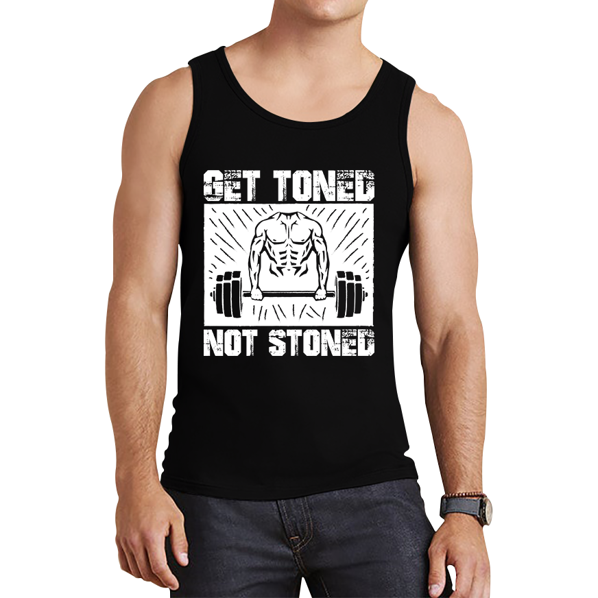 Get Toned Not Stoned Workout Muscles Fitness Motivational Gym Tank Top