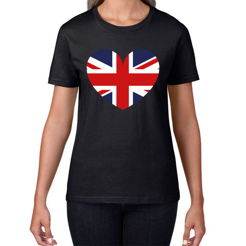 Uk Flag Heart Shape Battle Of Boyne's Queen Platinum Jubilee British Royal Womens Tee Top