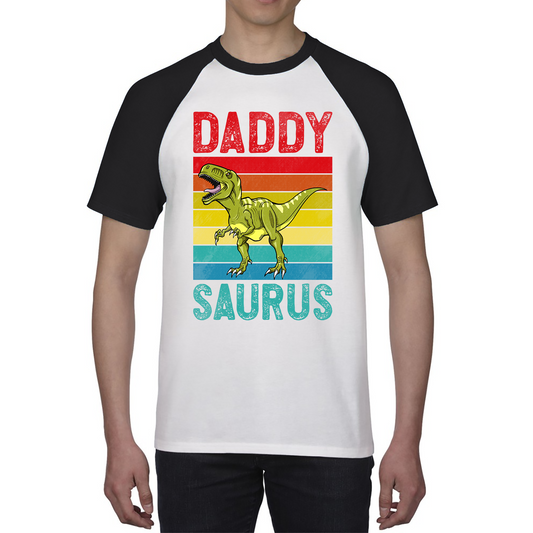 Daddy Saurus Funny T-Rex Father's Day Vintage Dinosaur Animal Baseball T Shirt