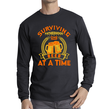 Surviving Fatherhood One Beer At A Time Fathers Day T Shirt