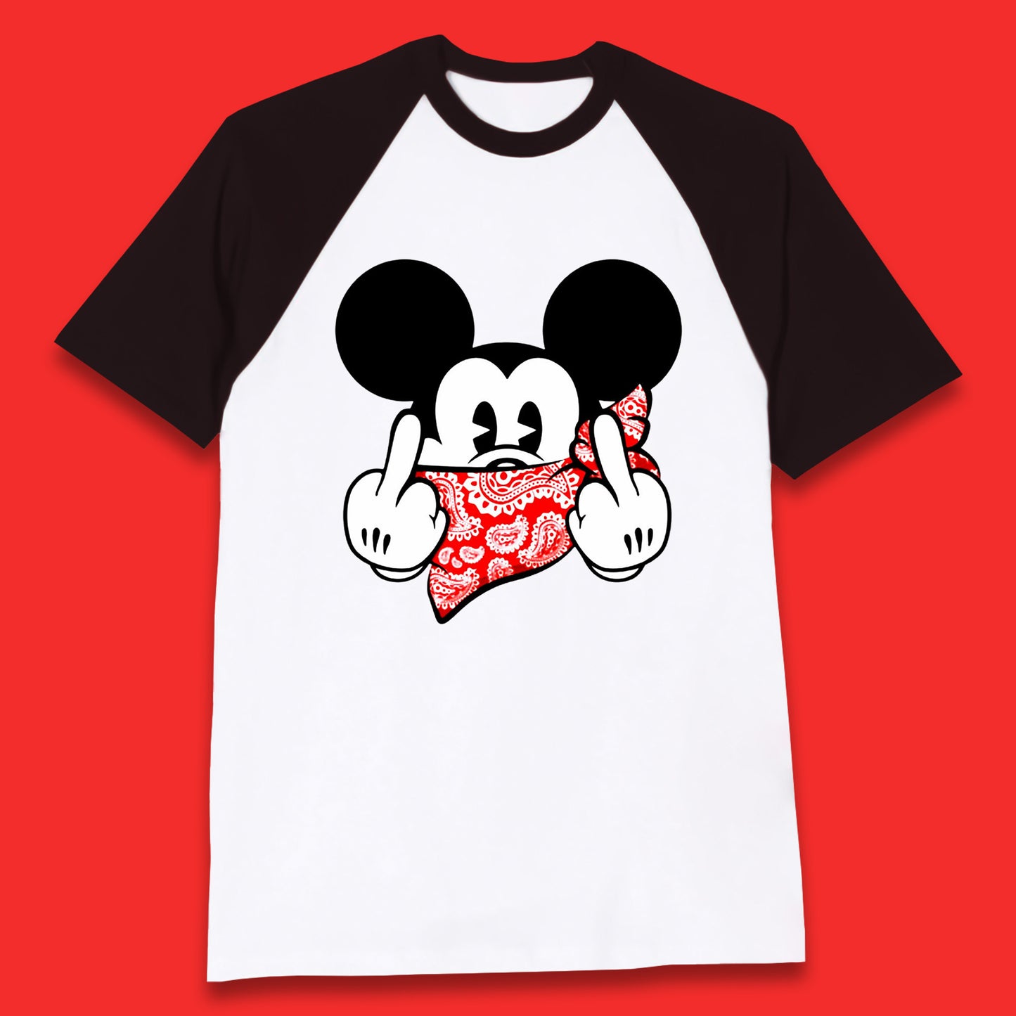 Fuck You Mickey Mouse Middle Fingers Funny Bad Ass Sarcastic Disney Mickey Sarcasm Humor Joke Baseball T Shirt