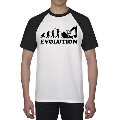 Evolution Of Excavator Operator Bulldozer Construction Digger Excavator Baseball T Shirt