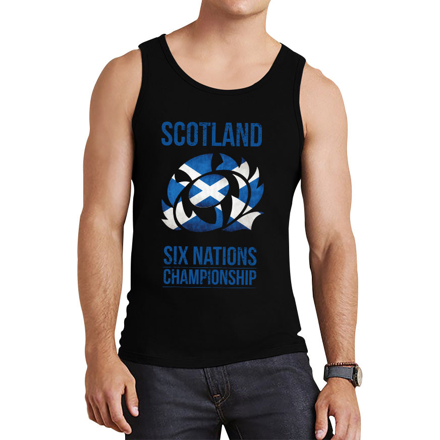 Scotland Flag Logo Rugby Cup European Support World Six Nations Championship Tank Top