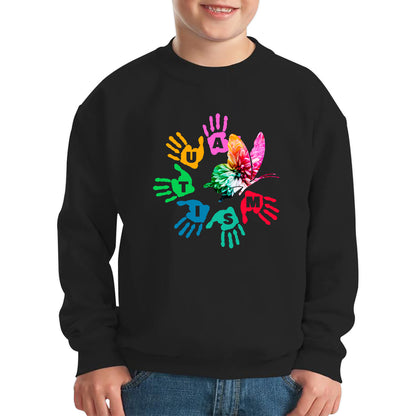 Autism Awareness Butterfly Peace Lover Autism Rainbow Be Kind Acceptance Autism Support Kids Jumper