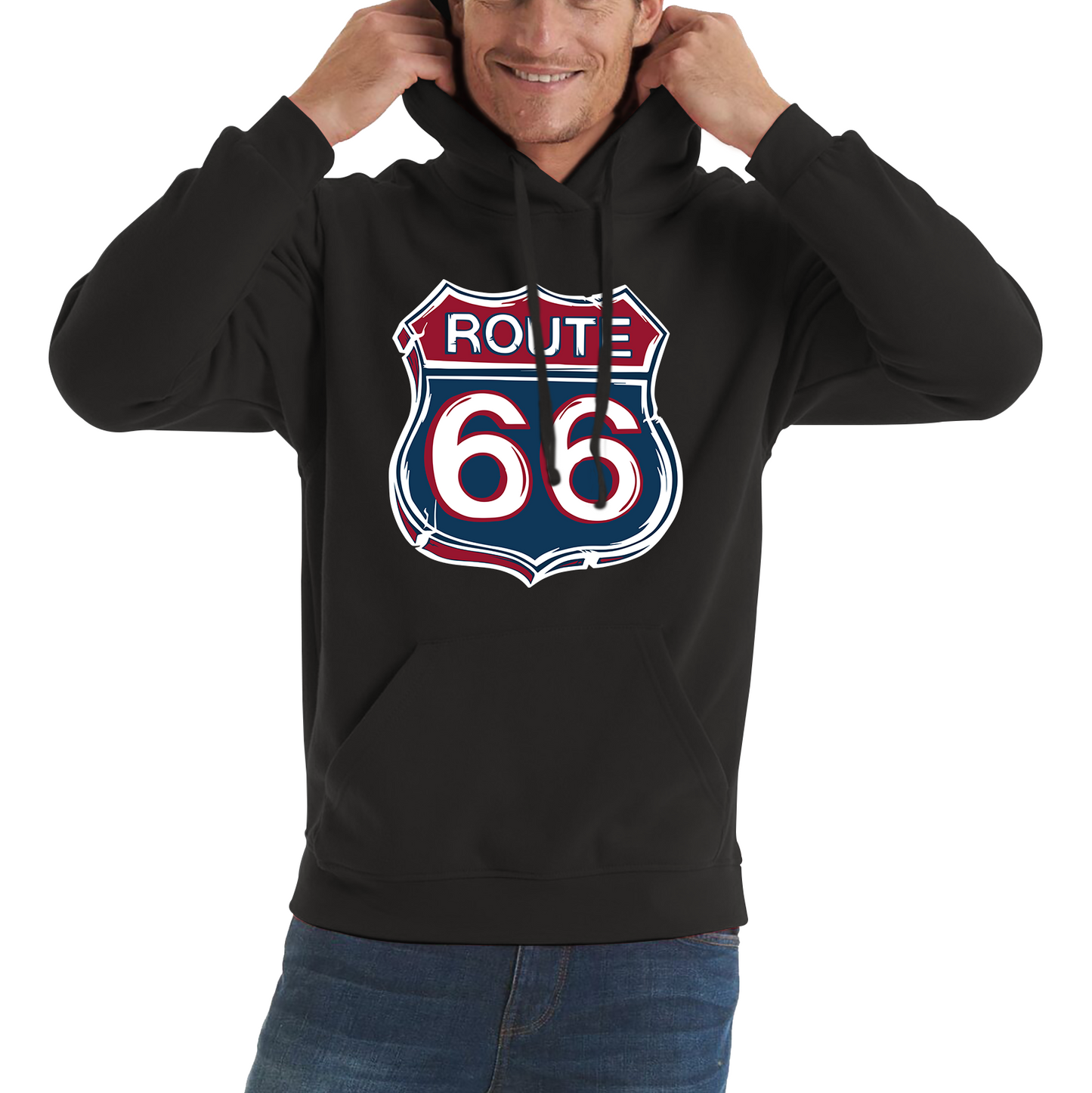 Route 66 Baseball Highway 66 US Biking Riding Highway Main Street of America Unisex Hoodie