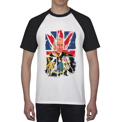 Distressed British Flag King Charles III Coronation Ruling Monarch Of England United Kingdom His Majesty Baseball T Shirt