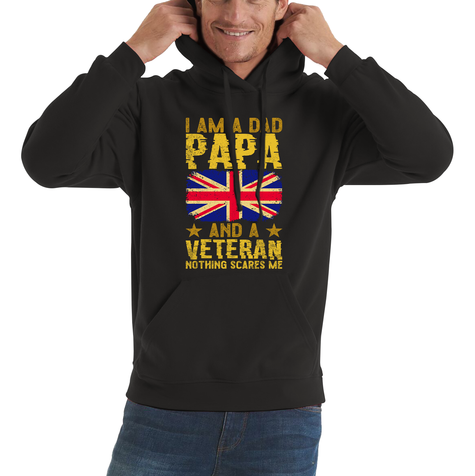 I Am A  Dad, Papa And A Veteran Nothing Scares Me Fathers Day Hoodie