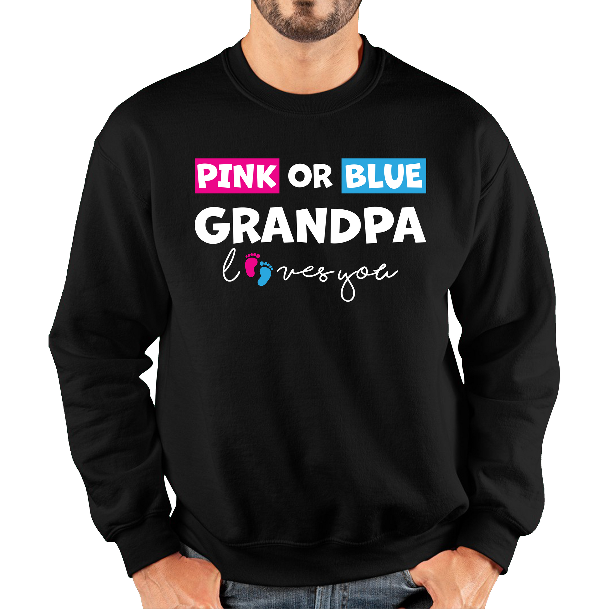 Pink Or Blue Grandpa Loves You Funny Gender Reveal Party Sweatshirt