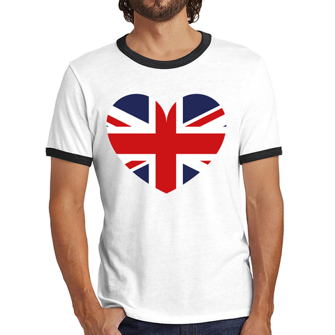 Uk Flag Heart Shape Battle Of Boyne's Queen Platinum Jubilee British Royal Ringer T Shirt