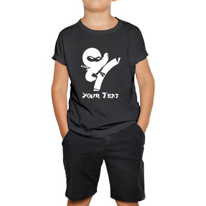 Personalised Ninja Your Name Retro Ninja Warrior Martial Arts Judo Karate Kids Tee