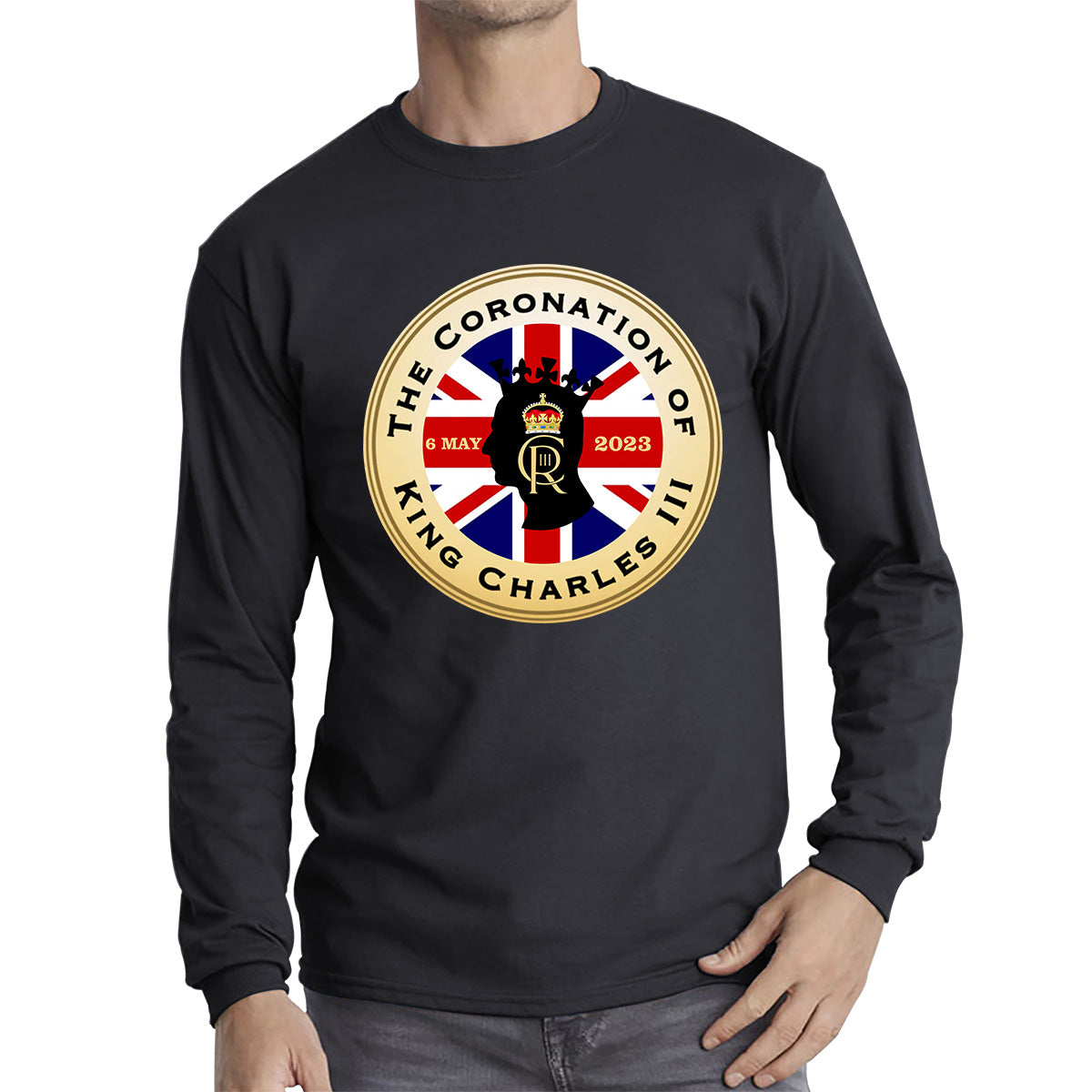 The Coronation Of King Charles III 6th May 2023 CR III Royal Crown United Kingdom Flag Long Sleeve T Shirt