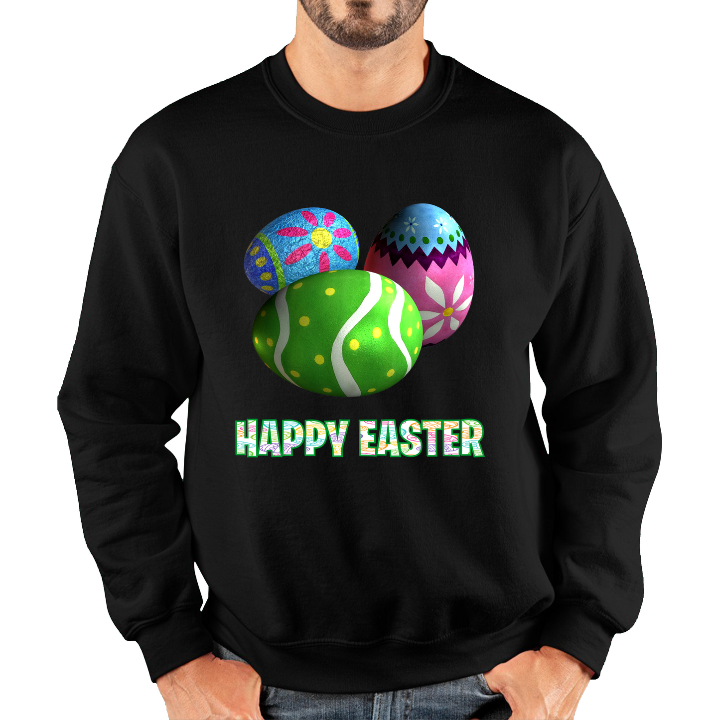 Happy Easter Bunny Colorful Egg Easter Bunny Egg Happy Easter Day Unisex Sweatshirt