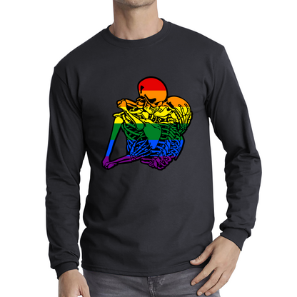 Kissing Skeletons Gay Pride LGBT Gay Skull Halloween LGBTQ+ Rainbow Pride Month Long Sleeve T Shirt