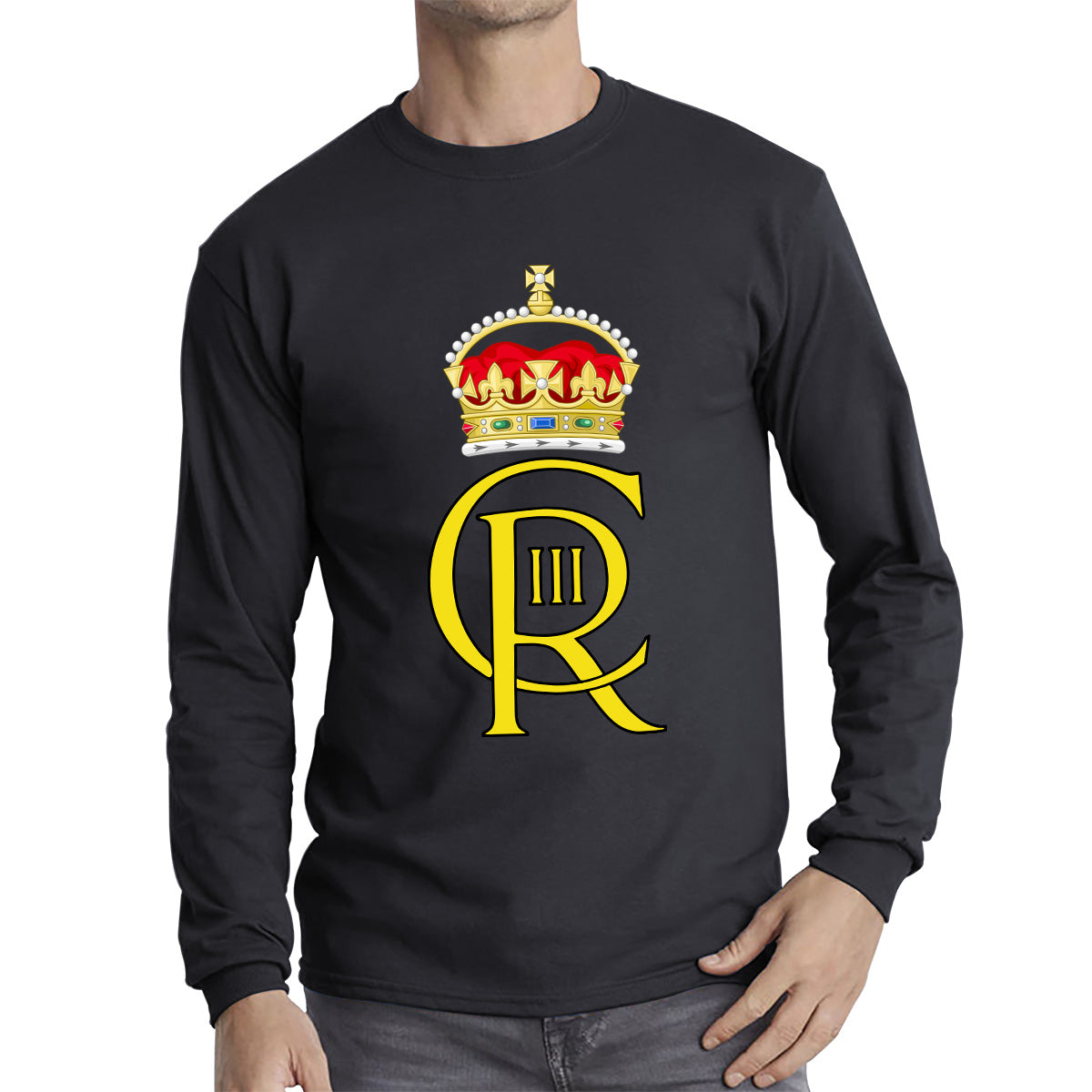 Royal Cypher King Charles III Coronation CR III Ruling Monarch Of Uk Royal Crown Great Britain Long Sleeve T Shirt