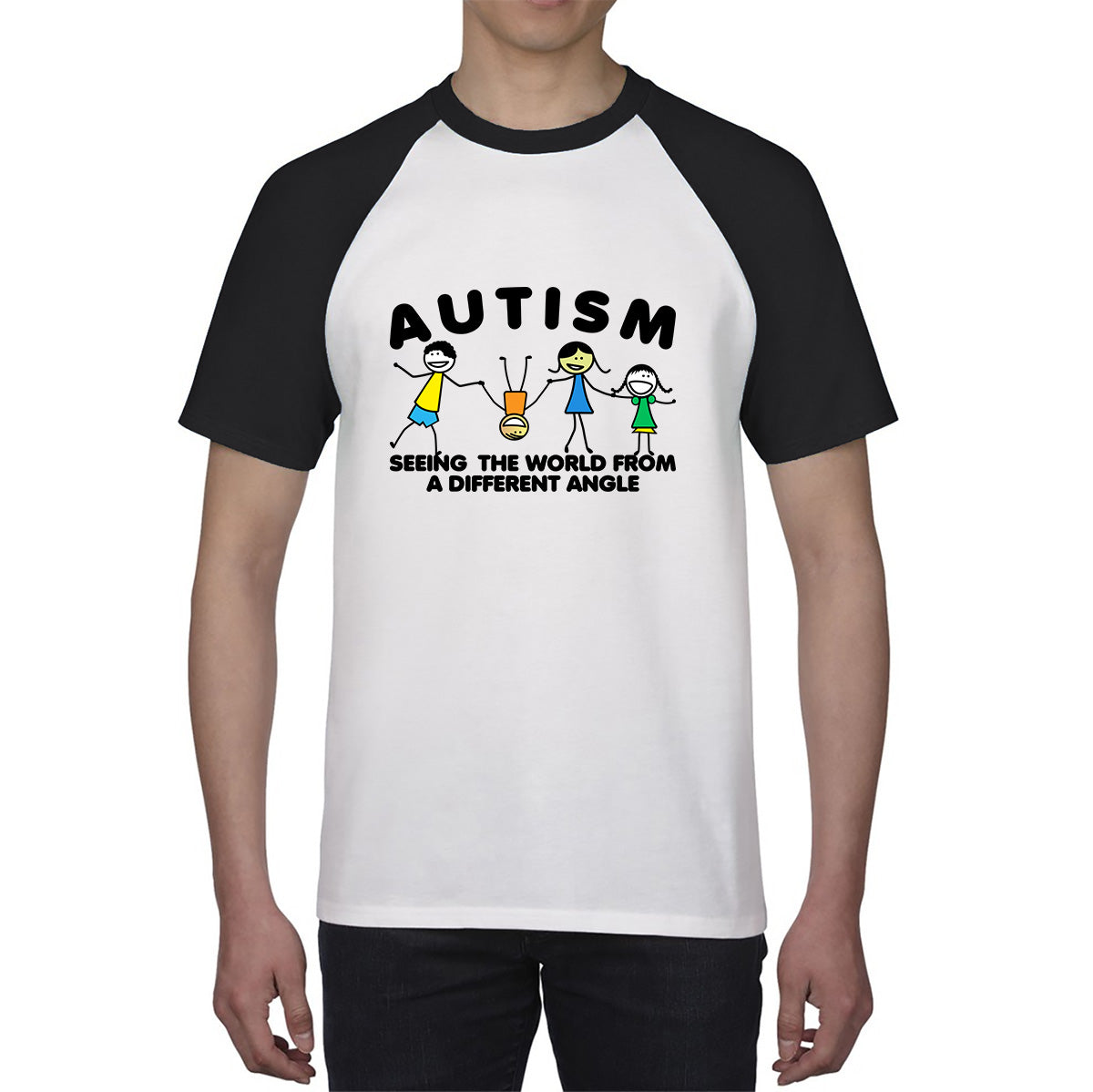 Autism Seeing The World From A Different Angle Autism Awareness Autism Support Autistic Pride Baseball T Shirt