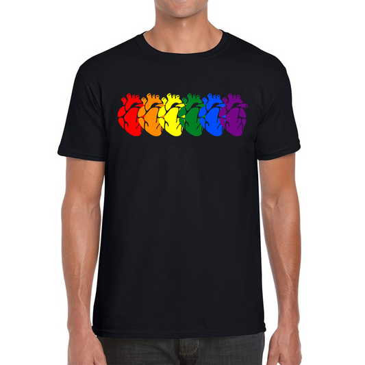 Rainbow Colour Human Heart Pride LGBTQ Rainbow Hearts Line Celebrating Pride LGBT Gay Pride Month Mens Tee Top