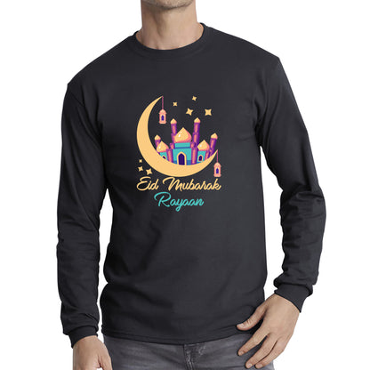 Personalised Eid Mubarak Your Name Muslims Religious Holy Month Blessed Eid Festival Celebration Long Sleeve T Shirt