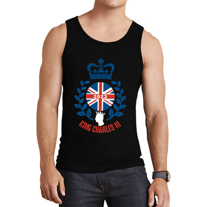 King Charles III Coronation 2023 British United Kingdom Uk Flag CR III Royal Crown His Majesty Union Jack Great Britain Tank Top