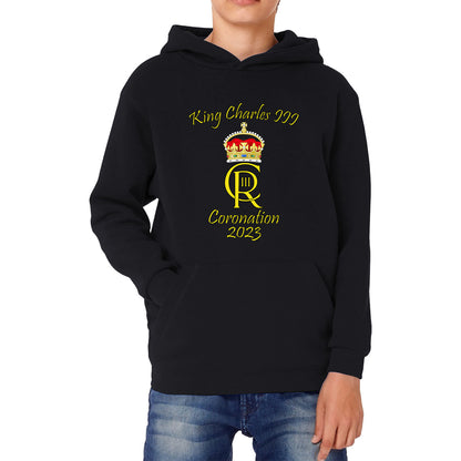 King Charles III Coronation 2023 Royal Crown Royal Cypher God Save The King Union Jack Kids Hoodie