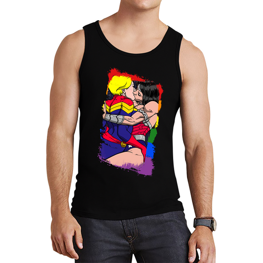 Wonder Women x Captain Marvel Kissing LGBT Pride Tank Top