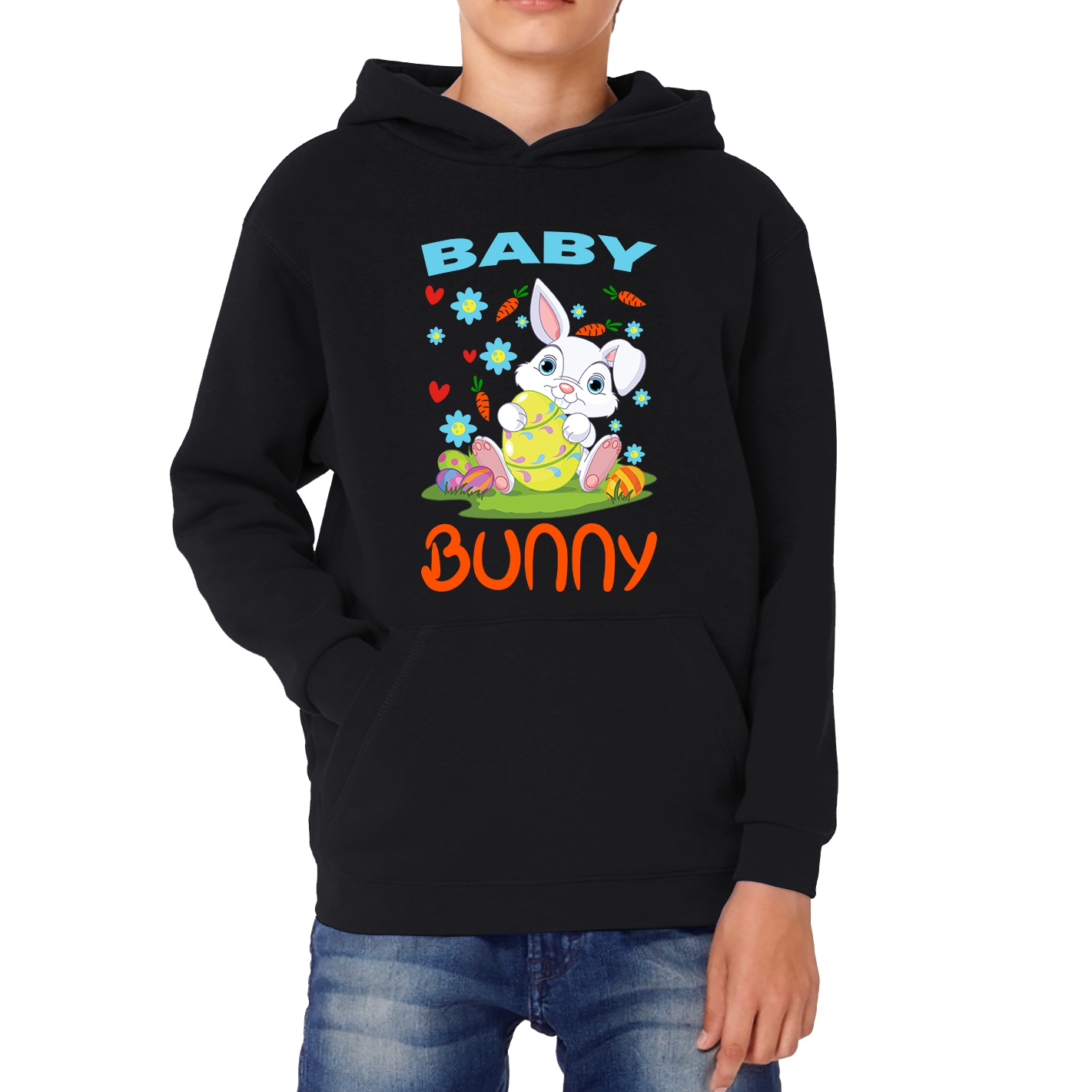 Baby Bunny Cute Little Bunny With Egg Happy Easter Day Kids Hoodie