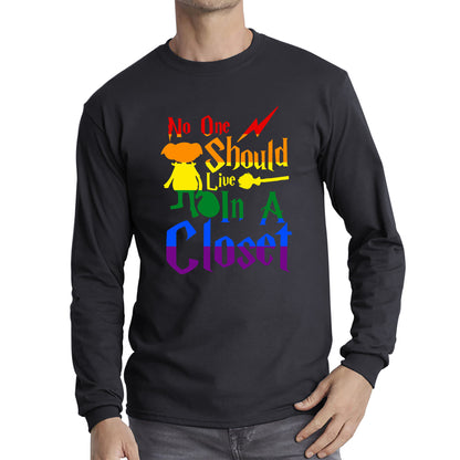 No One Should Live In A Closet Harry Potter LGBT Gay Pride Vintage Long Sleeve T Shirt