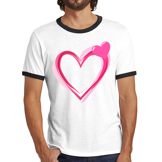 Love Valentines Day Ringer Tee Top, Valentines Heart Ringer T Shirt, Cute Valentine‘s Day Ringer T Shirt