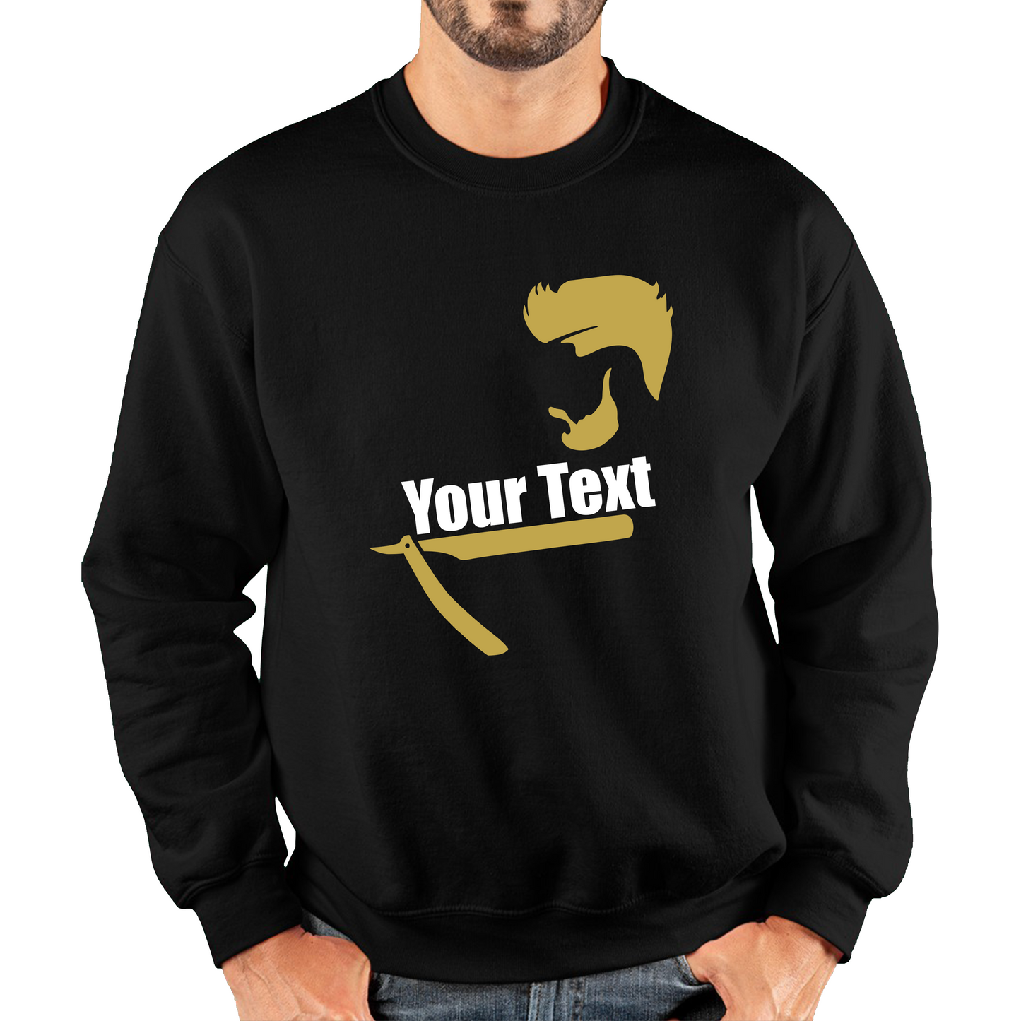 Personalised Barber Shop Logo Your Text Barber Salon Hairdresser Hairstylist Unisex Sweatshirt