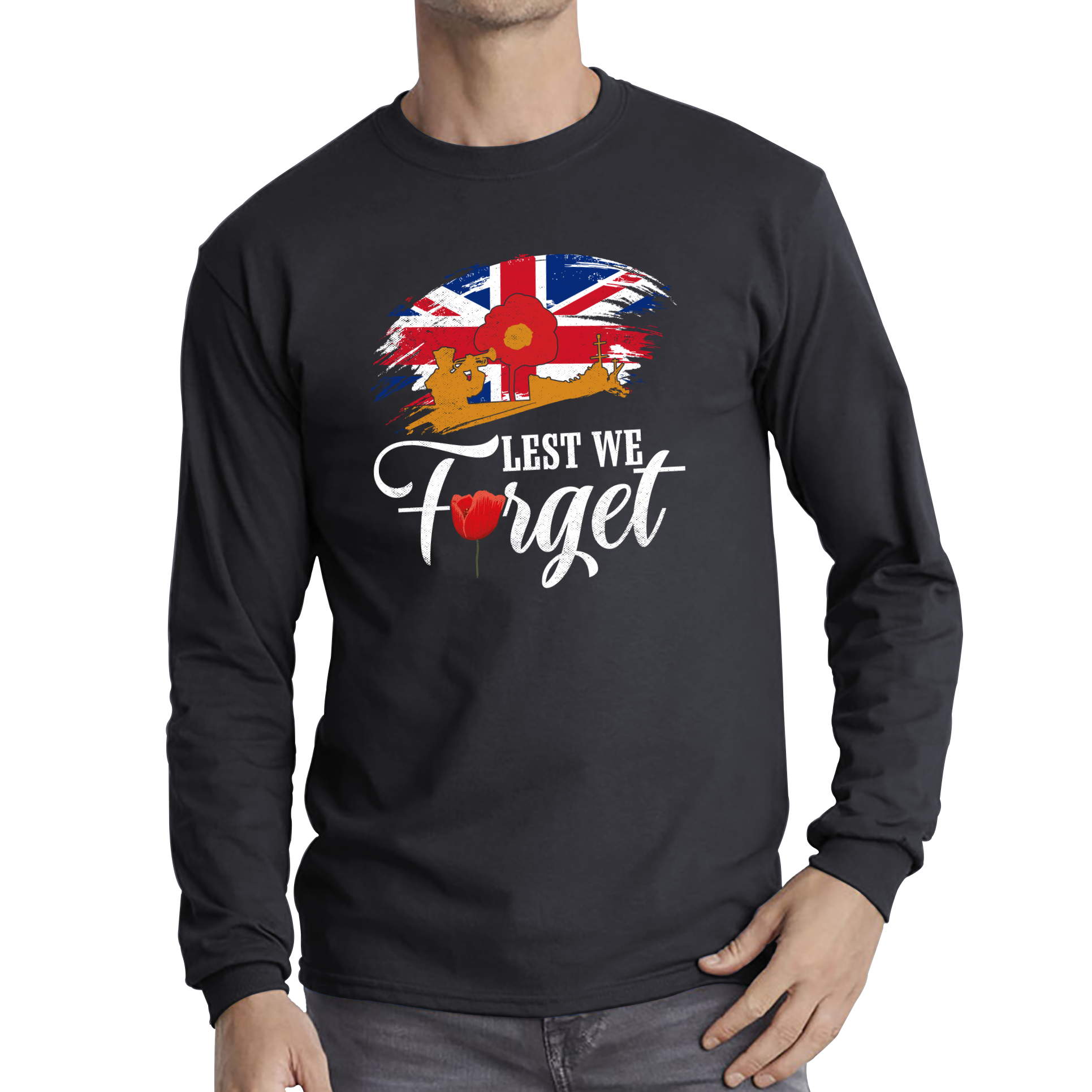 Poppy Flowers Lest We Forget Anzac Day British Veterans T Shirt