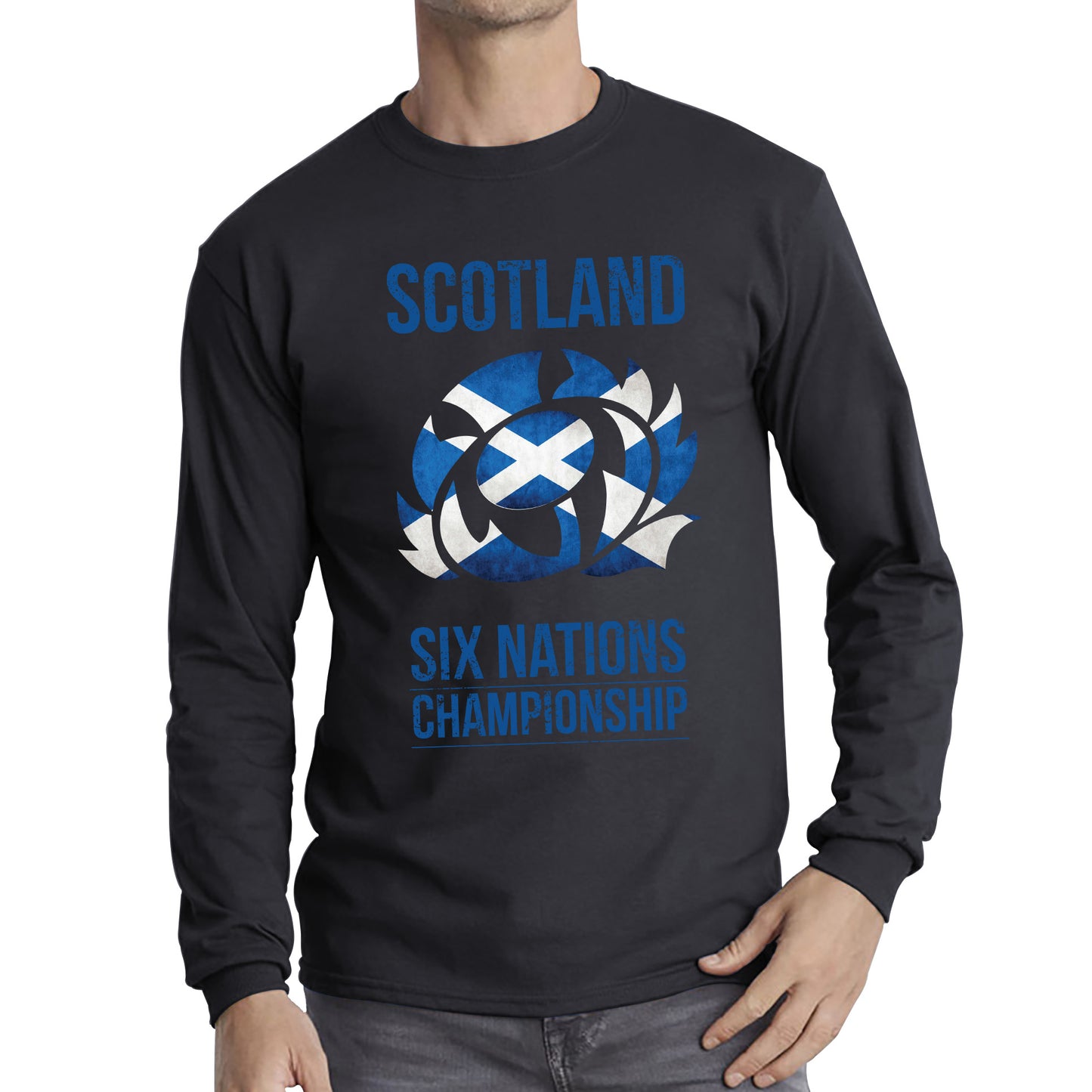 Scotland Flag Logo Rugby Cup European Support World Six Nations Championship Long Sleeve T Shirt