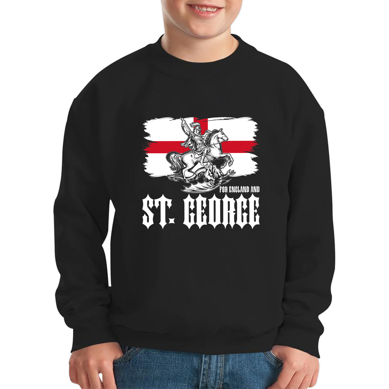 St George's Day Coat Of Arms Of Moscow Heraldic Horseman With A Spear In His Hand Slaying A Zilant Saint George And The Dragon England Flag Kids Jumper