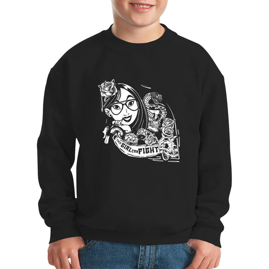 Punk Fashion Princess Molan Inspired a Girl Can Fight Rock Retro Movie Kids Jumper