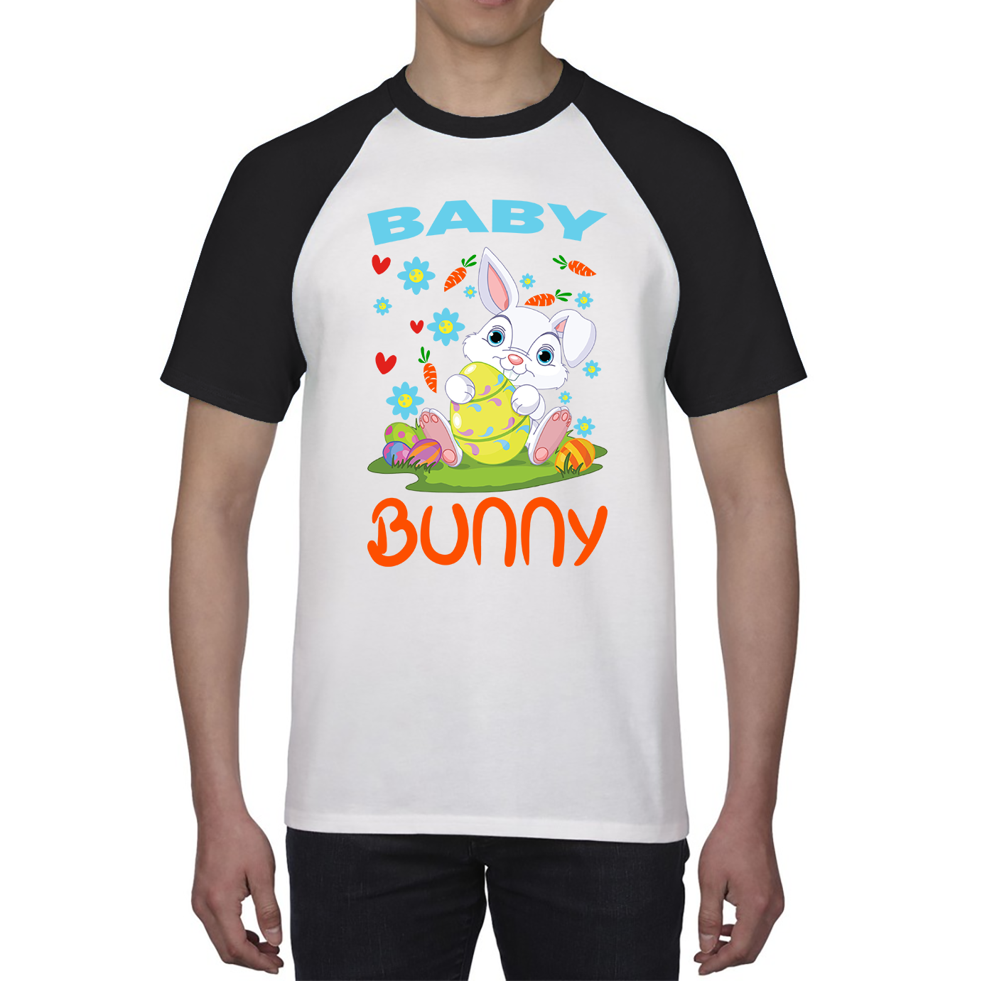 Baby Bunny Cute Little Bunny With Egg Happy Easter Day Baseball T Shirt