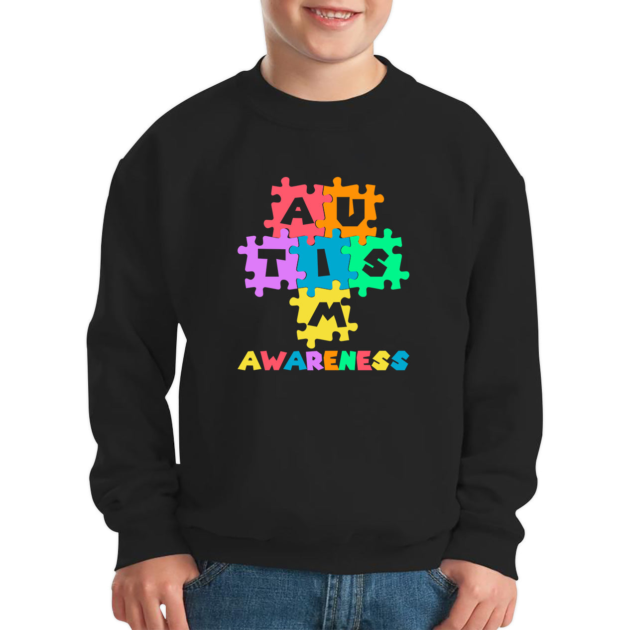 Autism Awareness Jigsaw Puzzle Pieces Autism Support Acceptance Autistic Pride Autism Month Kids Jumper